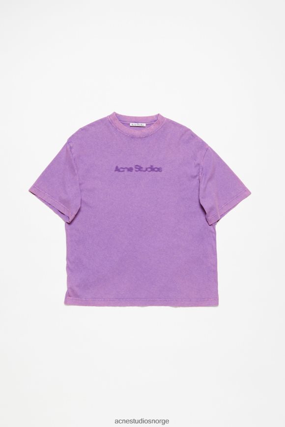 Acne Studios t-skjorte falmet logo - avslappet passform N2PP4F369 klær lys lilla