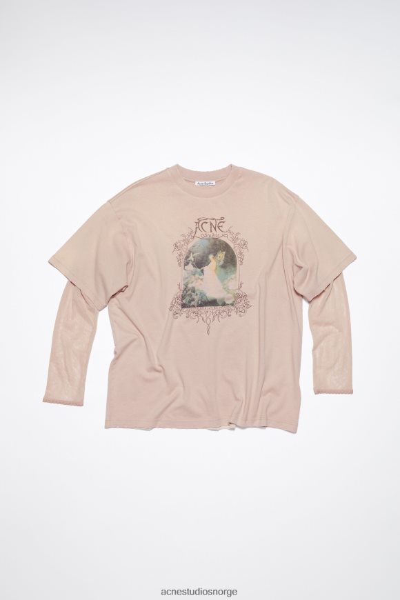 Acne Studios t-skjorte med lagtrykk N2PP4F397 klær støvete rosa