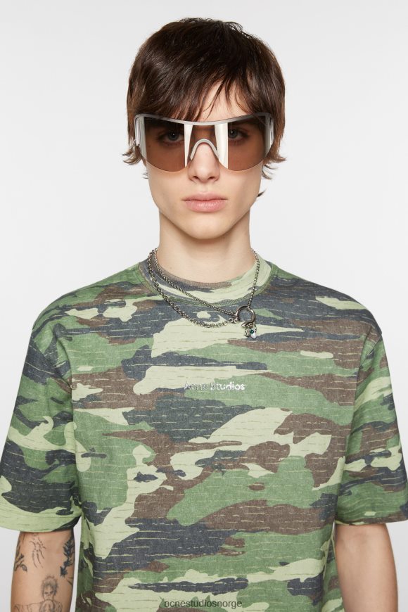Acne Studios t-skjorte med logo med trykk N2PP4F1095 klær kakigrønn
