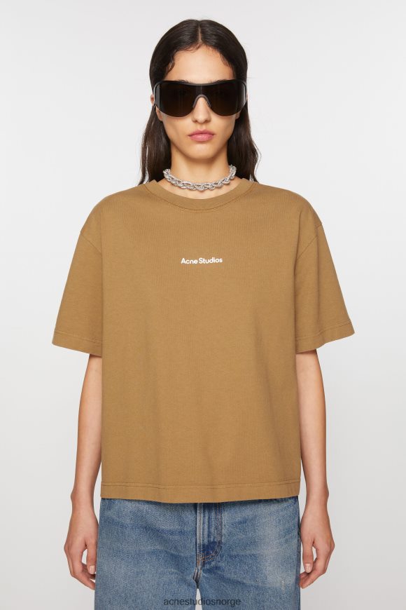 Acne Studios t-skjorte stempel logo N2PP4F364 klær gjørme beige