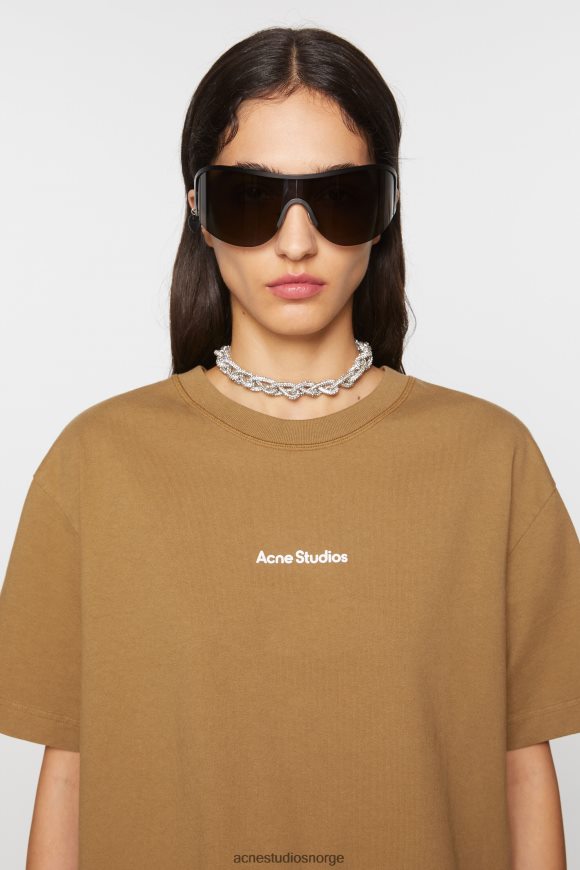 Acne Studios t-skjorte stempel logo N2PP4F364 klær gjørme beige