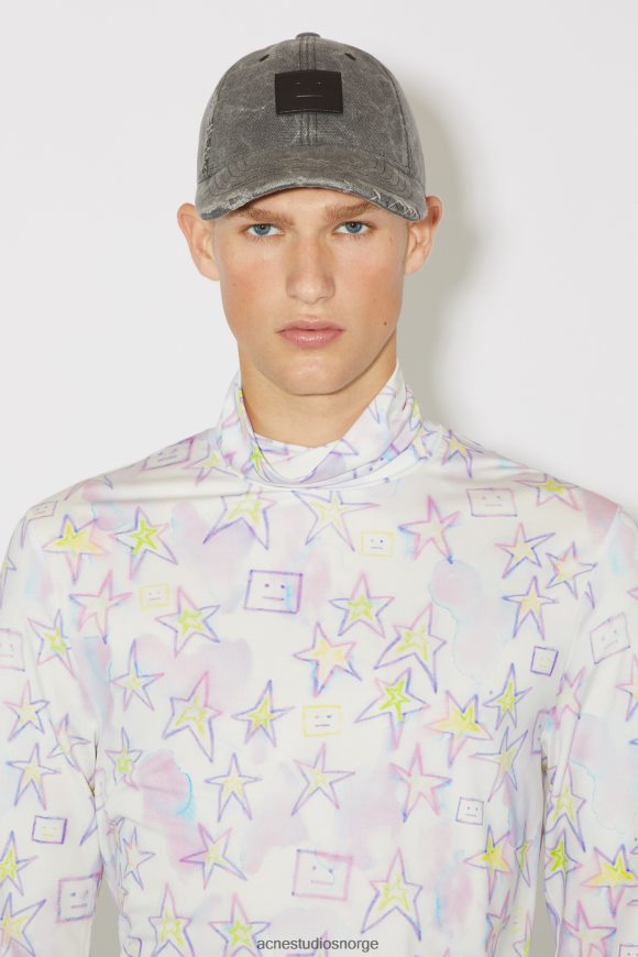 Acne Studios trykt topp - tilpasset passform unisex N2PP4F1139 klær blekrosa/multi