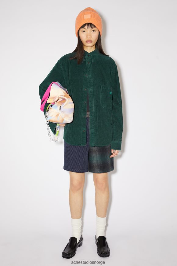 Acne Studios cordfløyel overskjorte unisex N2PP4F22 klær nattgrønt