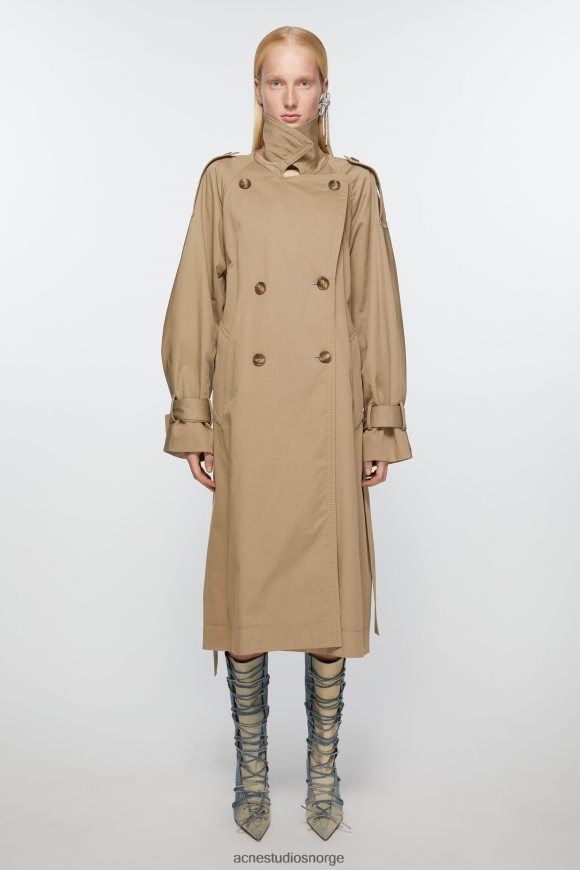 Acne Studios dobbeltspent trenchcoat N2PP4F5 klær kald beige