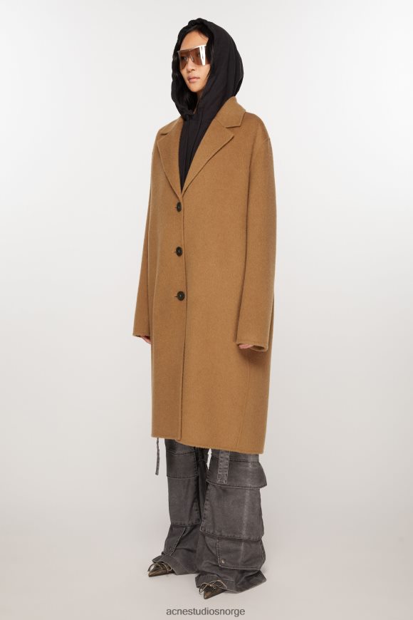 Acne Studios enkeltspent ullfrakk N2PP4F12 klær kamel beige