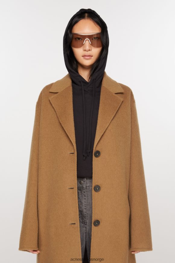 Acne Studios enkeltspent ullfrakk N2PP4F12 klær kamel beige