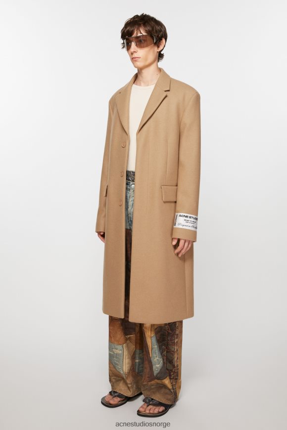 Acne Studios enkeltspent ullfrakk N2PP4F886 klær kamel beige