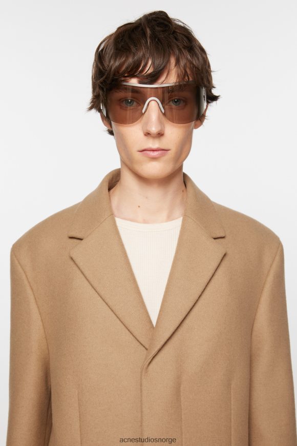 Acne Studios enkeltspent ullfrakk N2PP4F886 klær kamel beige