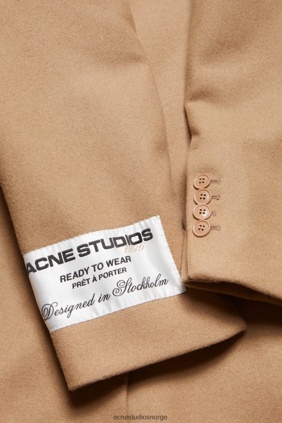 Acne Studios enkeltspent ullfrakk N2PP4F886 klær kamel beige