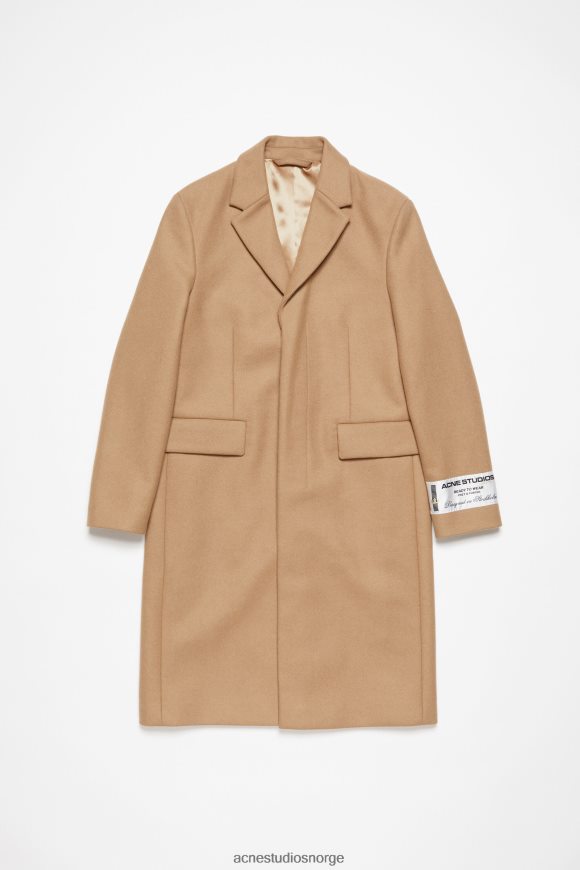 Acne Studios enkeltspent ullfrakk N2PP4F886 klær kamel beige