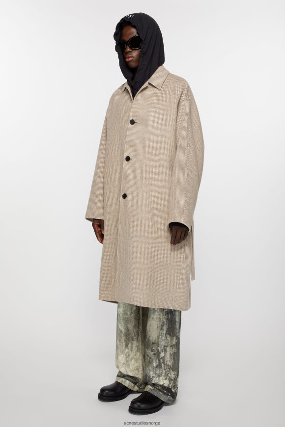 Acne Studios kåpe med tøffebelte N2PP4F898 klær mahogni brun/elfenbenshvit