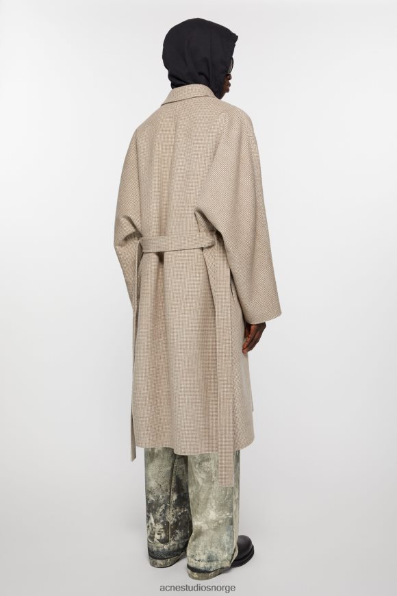 Acne Studios kåpe med tøffebelte N2PP4F898 klær mahogni brun/elfenbenshvit