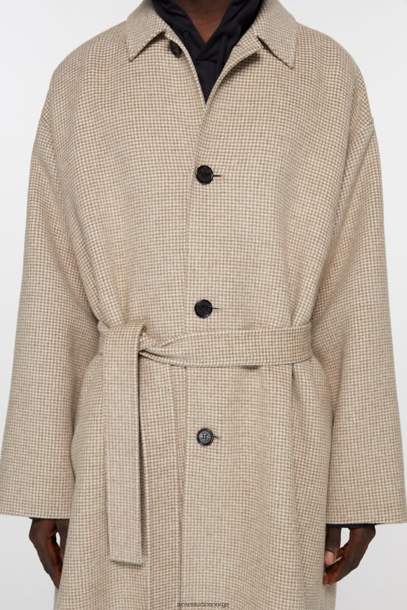 Acne Studios kåpe med tøffebelte N2PP4F898 klær mahogni brun/elfenbenshvit
