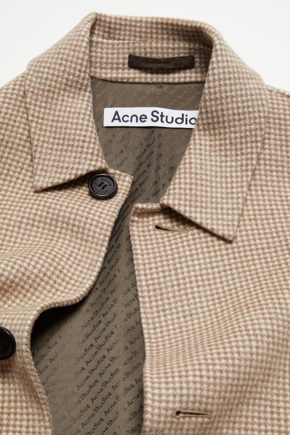 Acne Studios kåpe med tøffebelte N2PP4F898 klær mahogni brun/elfenbenshvit