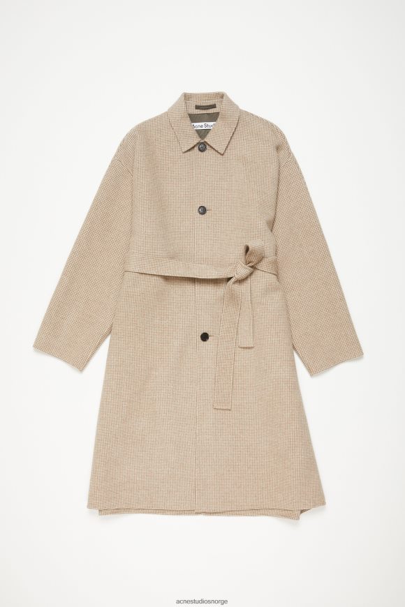 Acne Studios kåpe med tøffebelte N2PP4F898 klær mahogni brun/elfenbenshvit