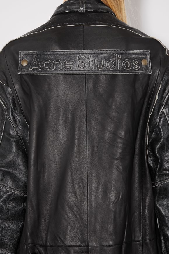 Acne Studios lang skinnfrakk runway show N2PP4F42 klær svart