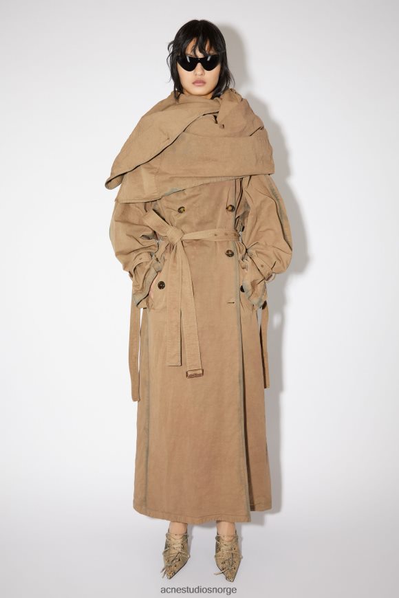 Acne Studios sjalkrage trenchcoat rullebaneshow N2PP4F33 klær beige