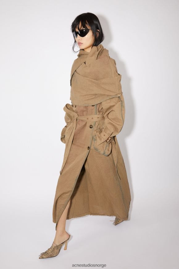 Acne Studios sjalkrage trenchcoat rullebaneshow N2PP4F33 klær beige