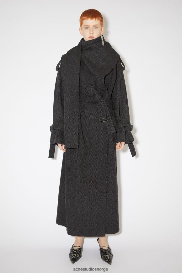 Acne Studios skjerf krage trenchcoat rullebane show N2PP4F29 klær grå/svart