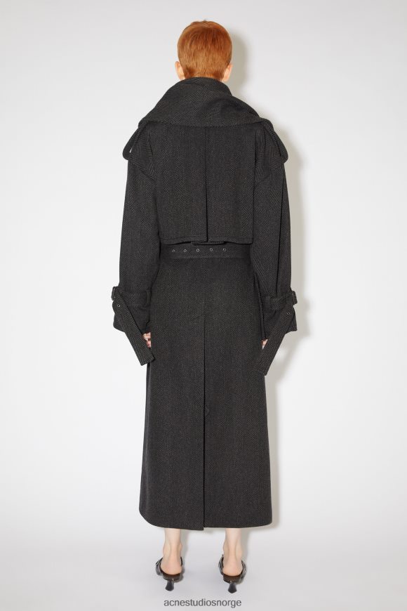 Acne Studios skjerf krage trenchcoat rullebane show N2PP4F29 klær grå/svart