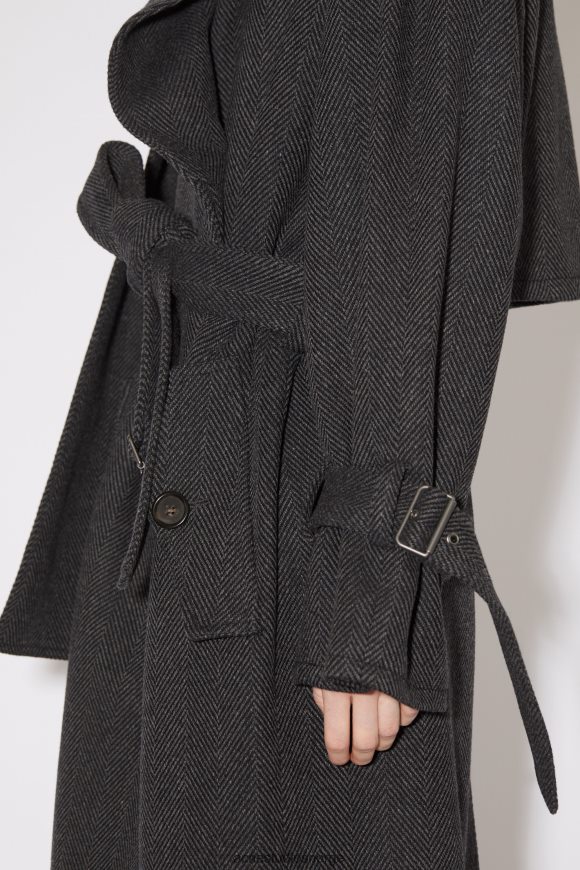 Acne Studios skjerf krage trenchcoat rullebane show N2PP4F29 klær grå/svart