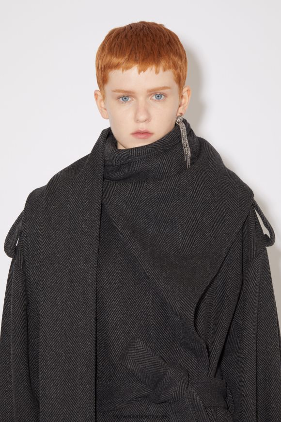 Acne Studios skjerf krage trenchcoat rullebane show N2PP4F29 klær grå/svart