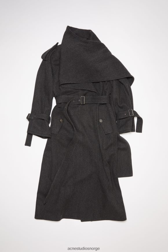 Acne Studios skjerf krage trenchcoat rullebane show N2PP4F29 klær grå/svart