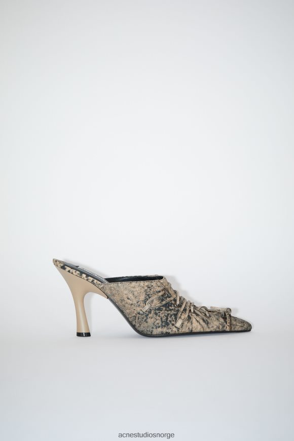 Acne Studios lace-up hæl mule rullebane show N2PP4F792 fottøy beige/grønn