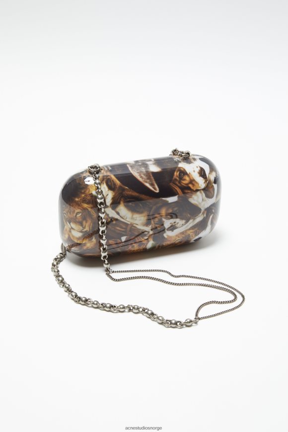 Acne Studios clutchveske med trykk N2PP4F620 tilbehør cognac brun multi