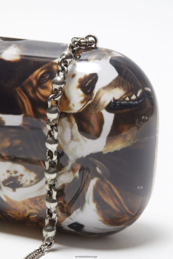 Acne Studios clutchveske med trykk N2PP4F620 tilbehør cognac brun multi