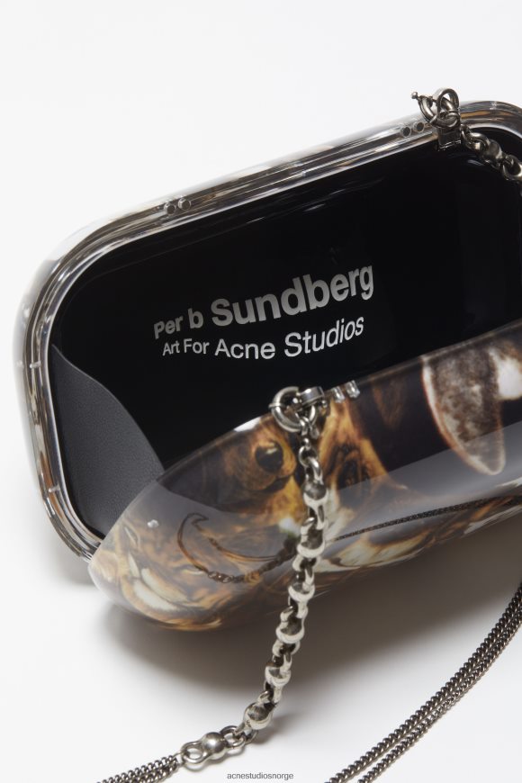 Acne Studios clutchveske med trykk N2PP4F620 tilbehør cognac brun multi