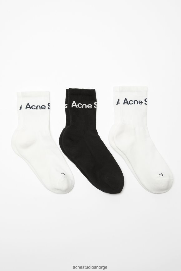 Acne Studios bomullslogosokker - 3 stk N2PP4F807 tilbehør hvit svart