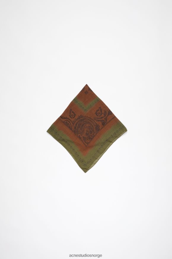 Acne Studios print lett ullskjerf N2PP4F600 tilbehør kakigrønn/rustoransje