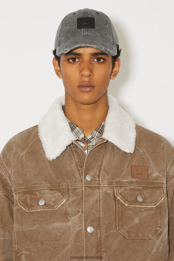 Acne Studios ansiktslapp i skinn N2PP4F585 tilbehør karbongrå