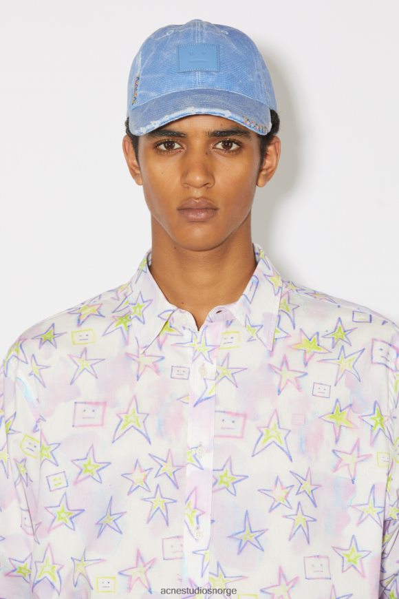 Acne Studios ansiktslapp i skinn N2PP4F705 tilbehør pulver blå