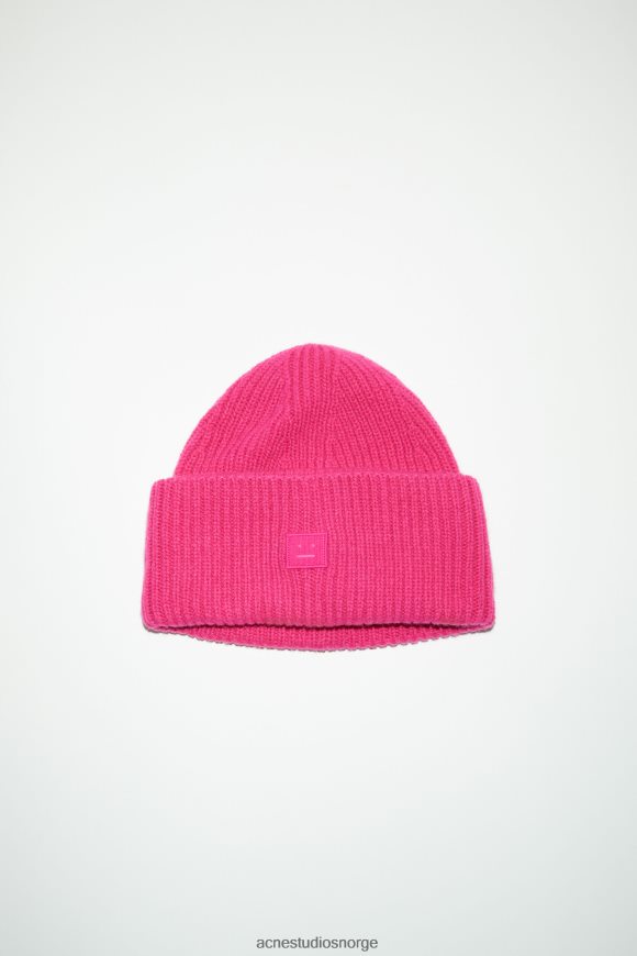Acne Studios liten lue med logo med ansikt N2PP4F805 tilbehør lys rosa