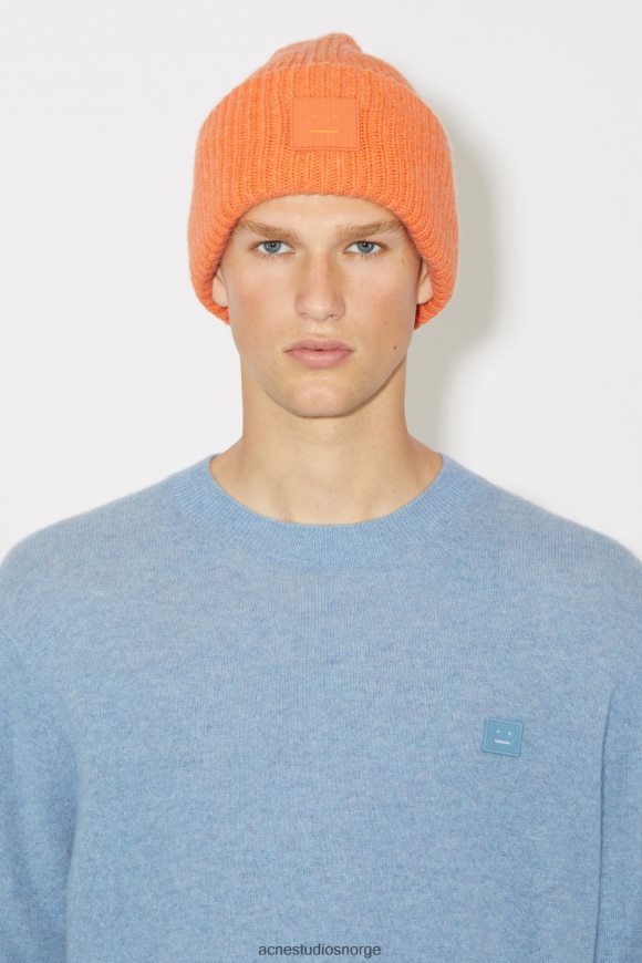 Acne Studios stor ansiktslogo lue N2PP4F778 tilbehør mandarin oransje melange
