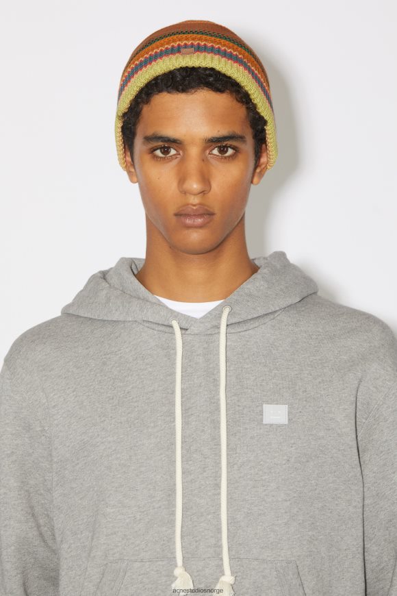 Acne Studios stripe strikket lue N2PP4F614 tilbehør kanelbrun/multi