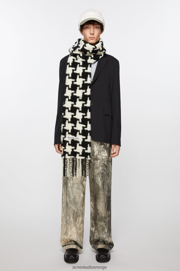 Acne Studios houndstooth skjerf N2PP4F836 tilbehør hvit svart