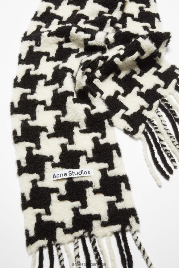 Acne Studios houndstooth skjerf N2PP4F836 tilbehør hvit svart