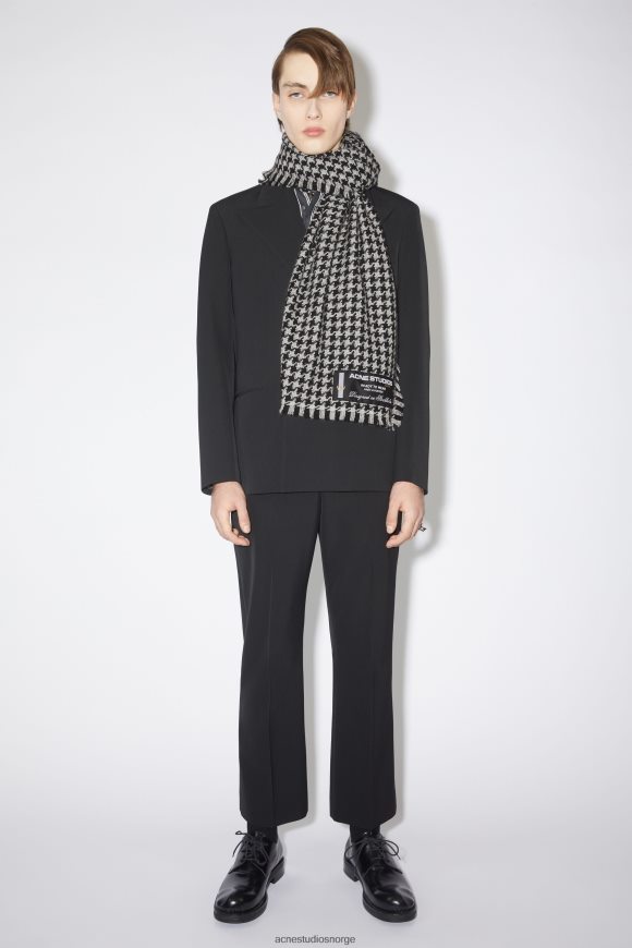 Acne Studios houndstooth ullskjerf N2PP4F825 tilbehør hvit svart