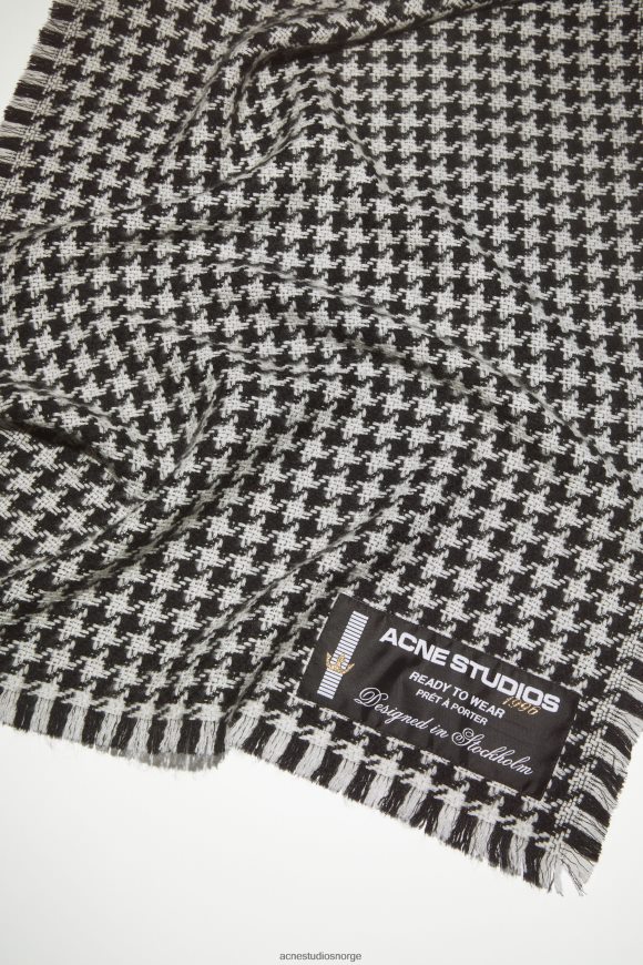 Acne Studios houndstooth ullskjerf N2PP4F825 tilbehør hvit svart