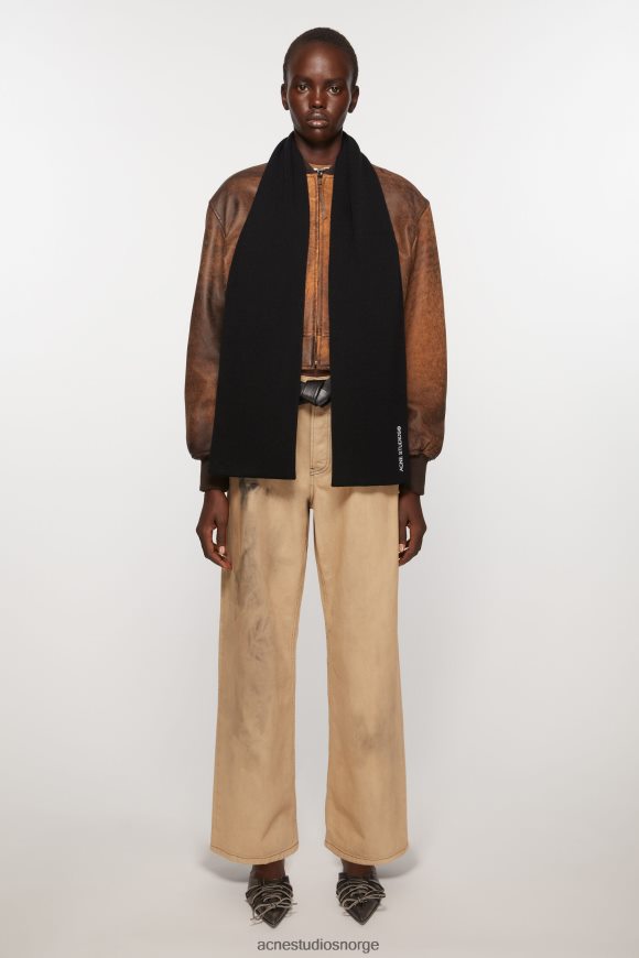 Acne Studios logobrodert skjerf N2PP4F446 tilbehør svart