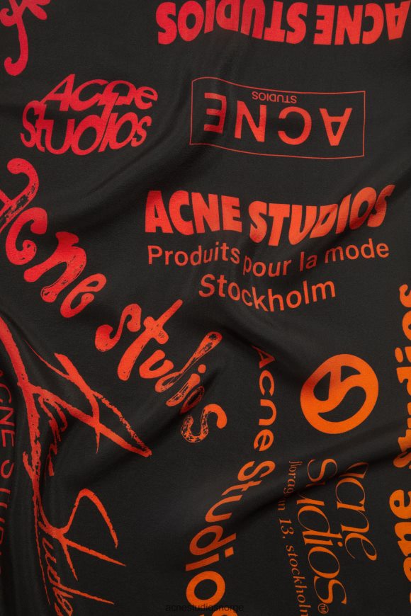 Acne Studios merkelogo silkeskjerf N2PP4F453 tilbehør svart