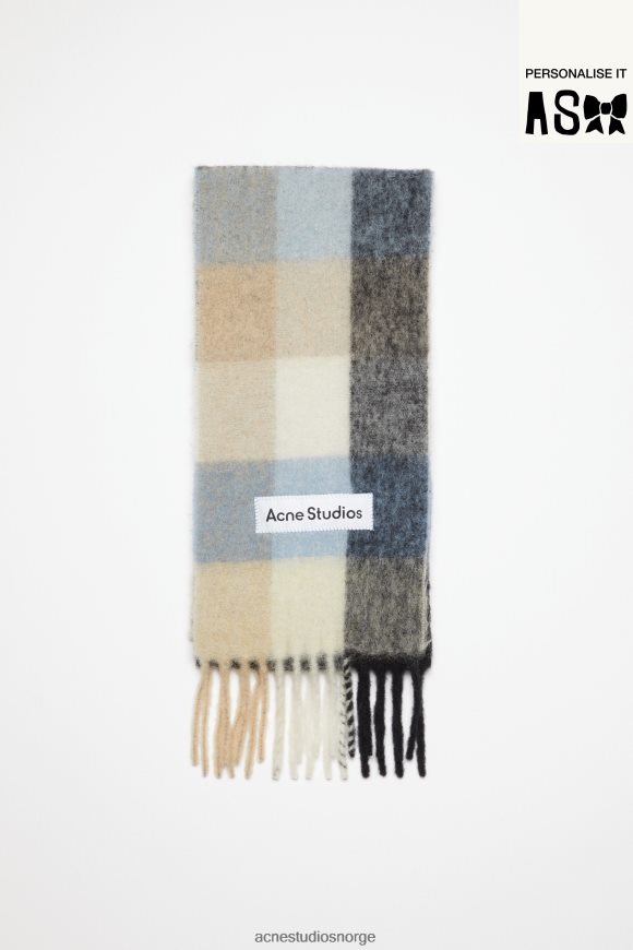 Acne Studios mohairrutet skjerf N2PP4F561 tilbehør blå/beige/svart