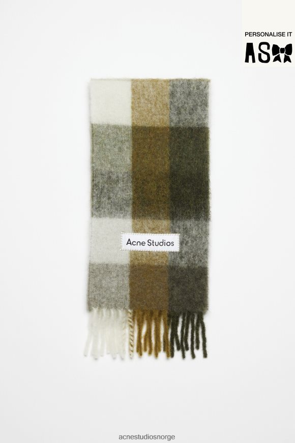 Acne Studios mohairrutet skjerf N2PP4F564 tilbehør taupe/grønn/svart