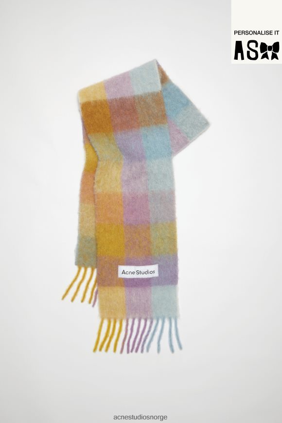 Acne Studios mohairrutet skjerf N2PP4F658 tilbehør fiolett/gul/blå