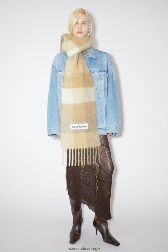 Acne Studios mohairrutet skjerf N2PP4F832 tilbehør hvit/beige