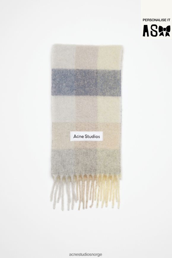 Acne Studios mohairrutet skjerf N2PP4F875 tilbehør vanilje/beige/lavendel