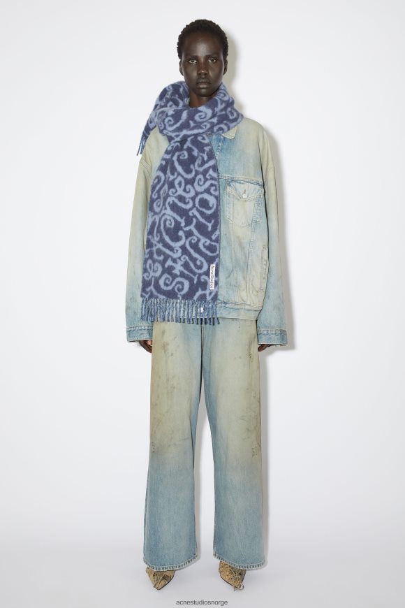Acne Studios monogram jacquard skjerf N2PP4F559 tilbehør blå/lilla